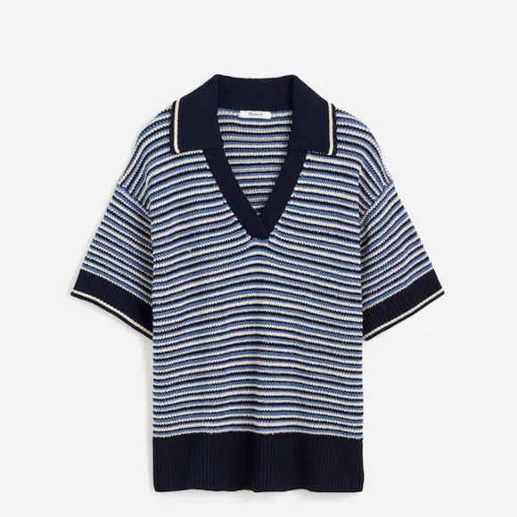 Madewell // NWOT Striped Johnny-Collar Sweater Tee - Picture 6 of 9